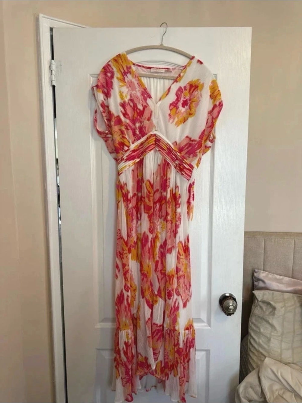 RAMY BROOK Floral V-Neck Maxi Dress in Pink and Yellow